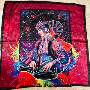 Artisan silk scarf “DJ Queen”